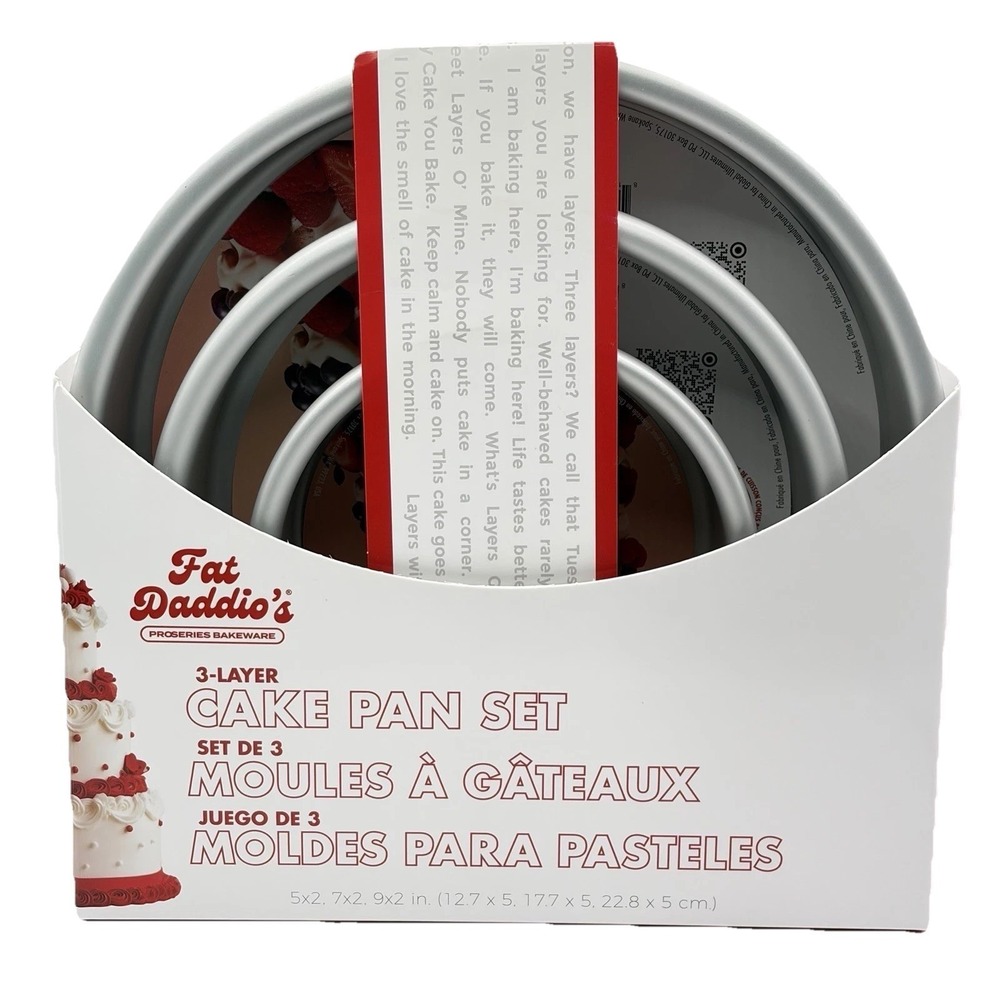 Fat Daddio's Anodized Aluminum Round 3 Layer Cake Pan‎ Set- 5, 7, & 9" - New